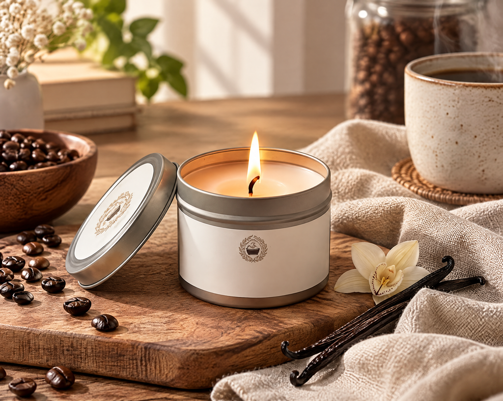 Coffee Bean & Vanilla Scented Candle